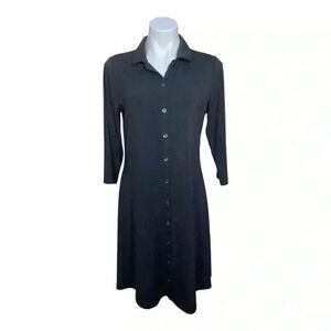 H by Halston shirt dress Aline black buttons size medium
